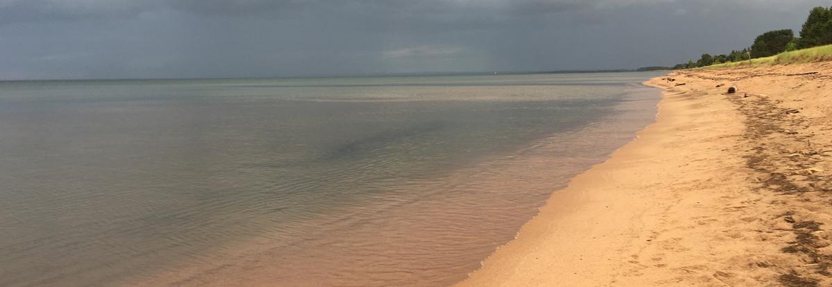 Sandy beach, lakeshore